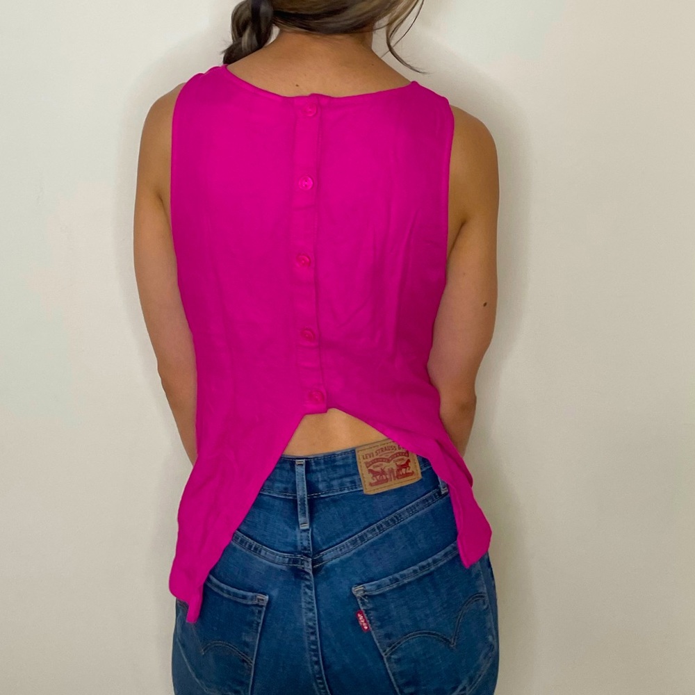 Open Back Fuchsia Pink Linen Top